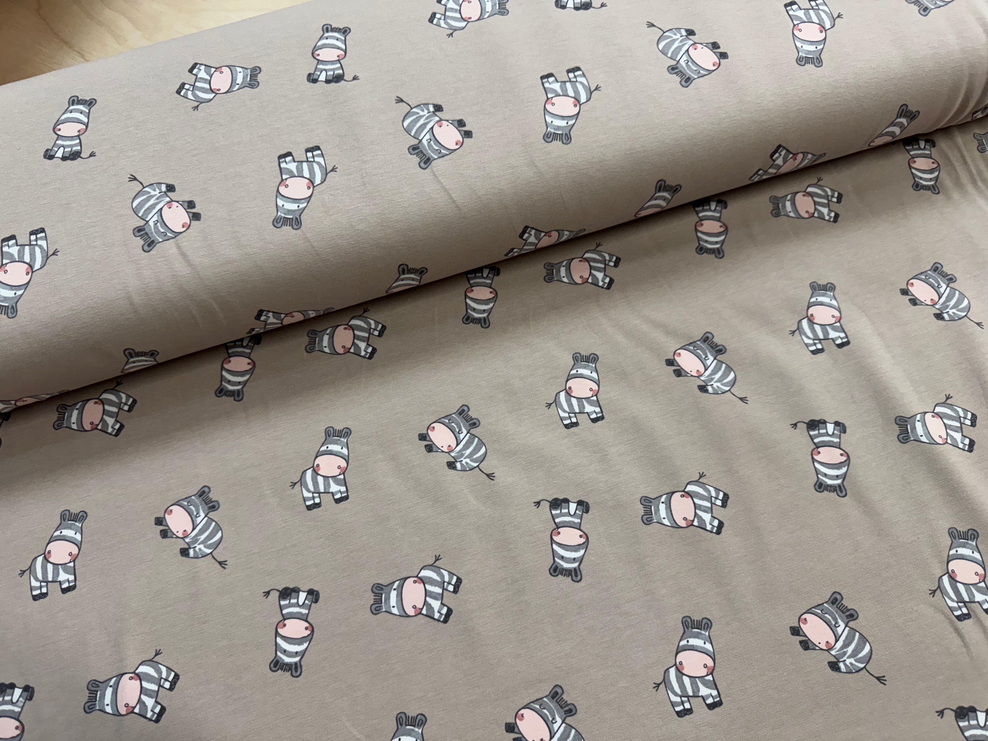 Zebras Sand Cotton Jersey