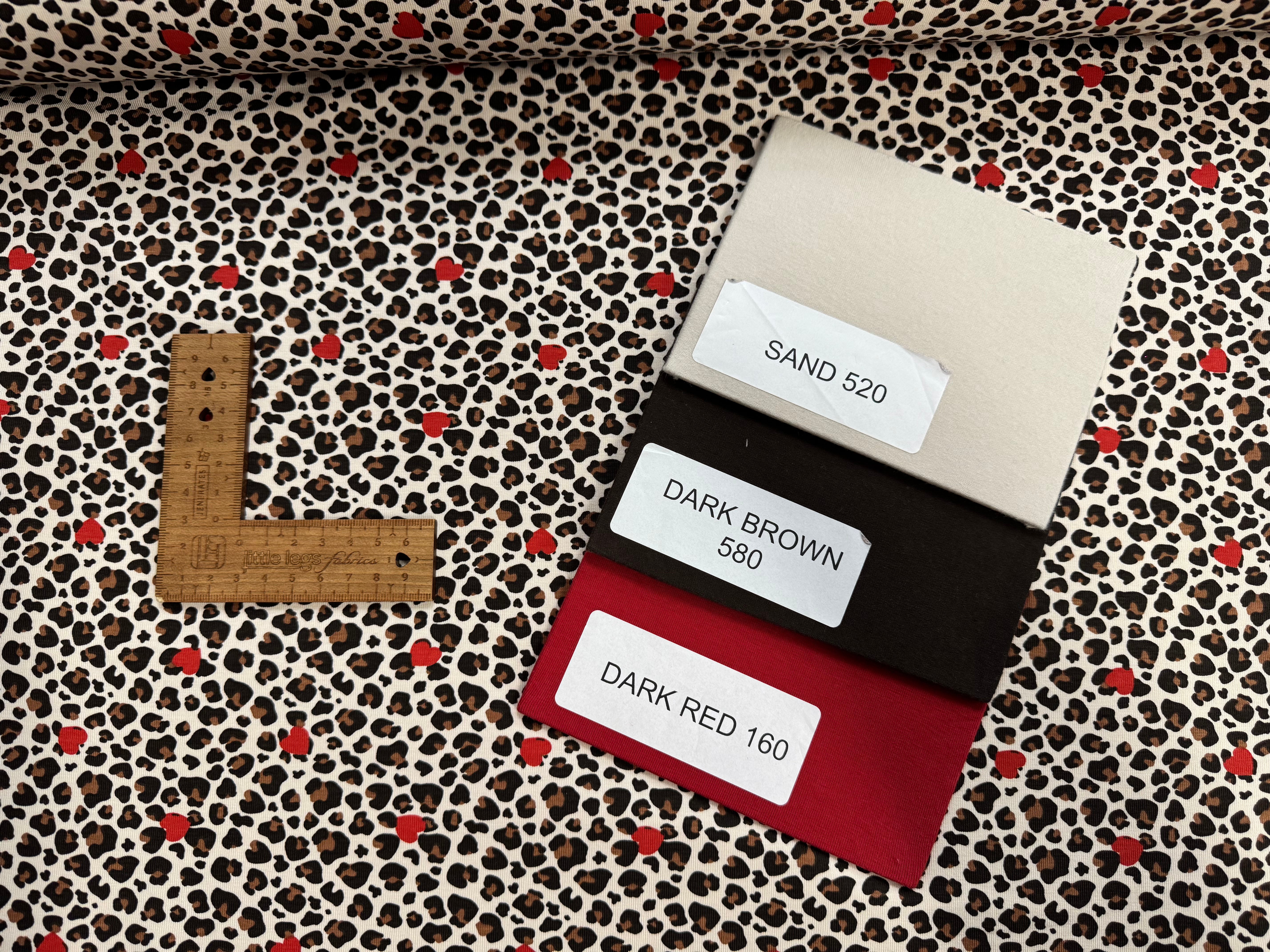 Leopard Print Mini Hearts Cotton Jersey