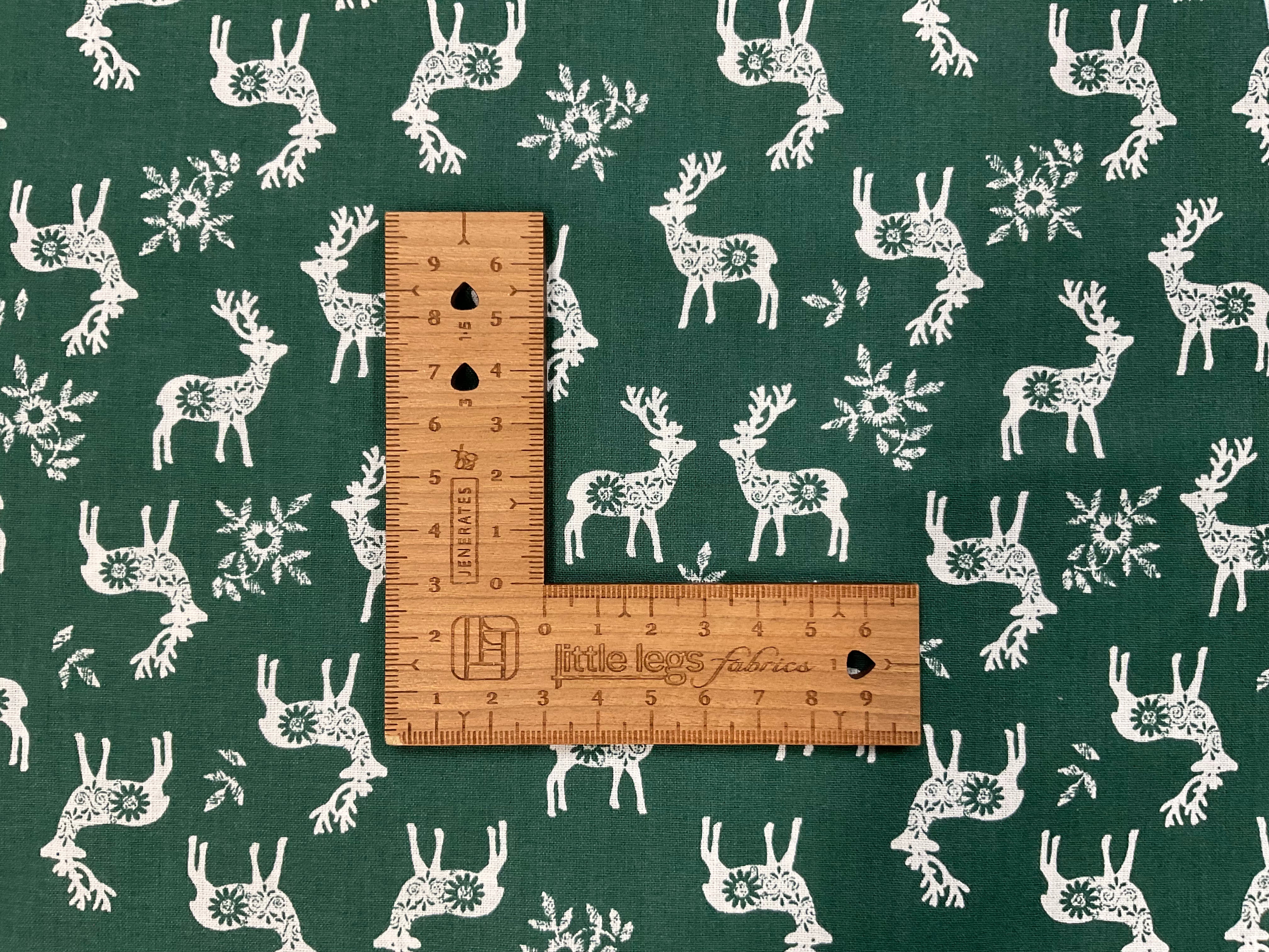 Scandi Stag on Green 100% Cotton