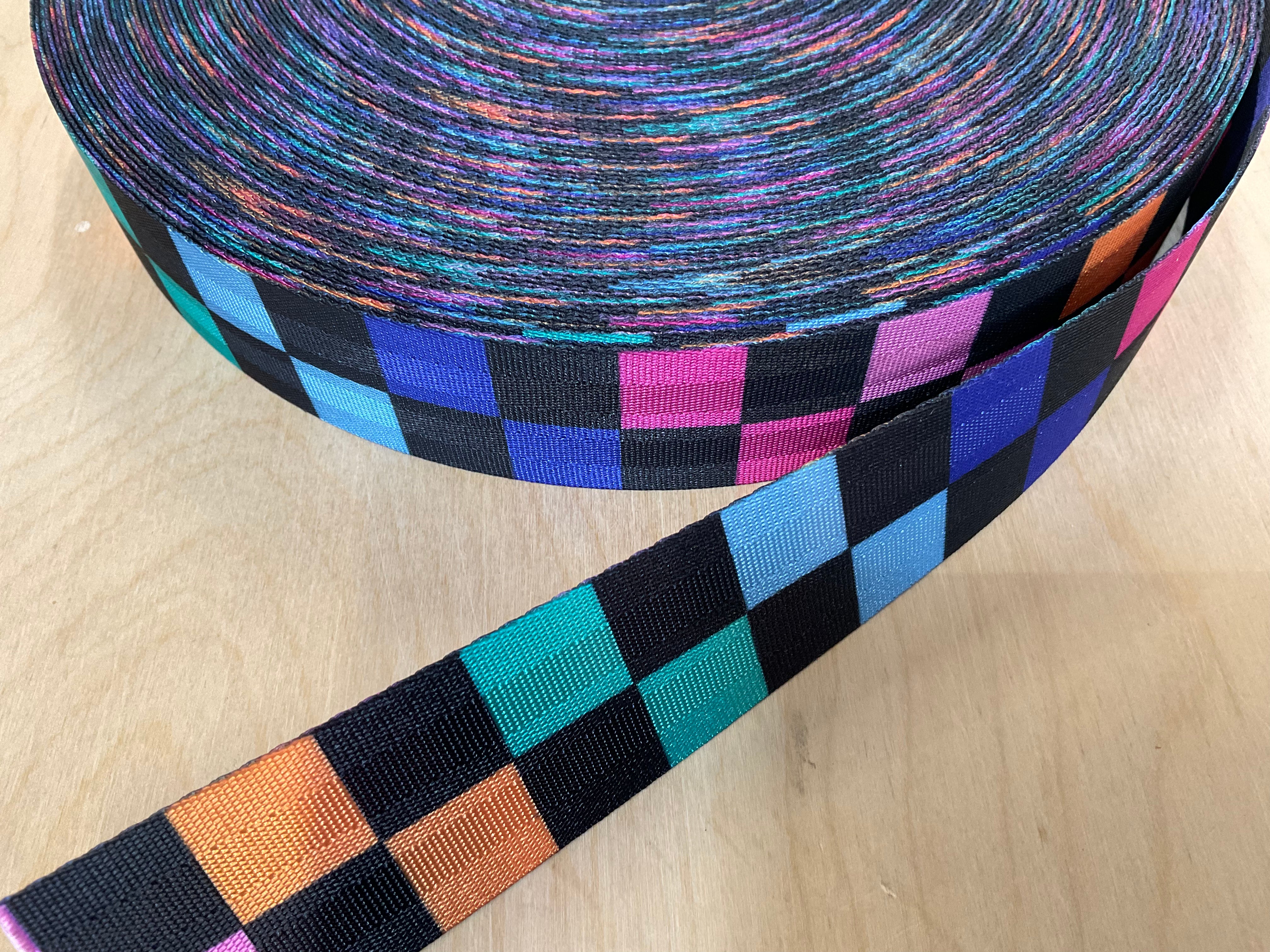 38mm Colourful Check Seatbelt Webbing Tape