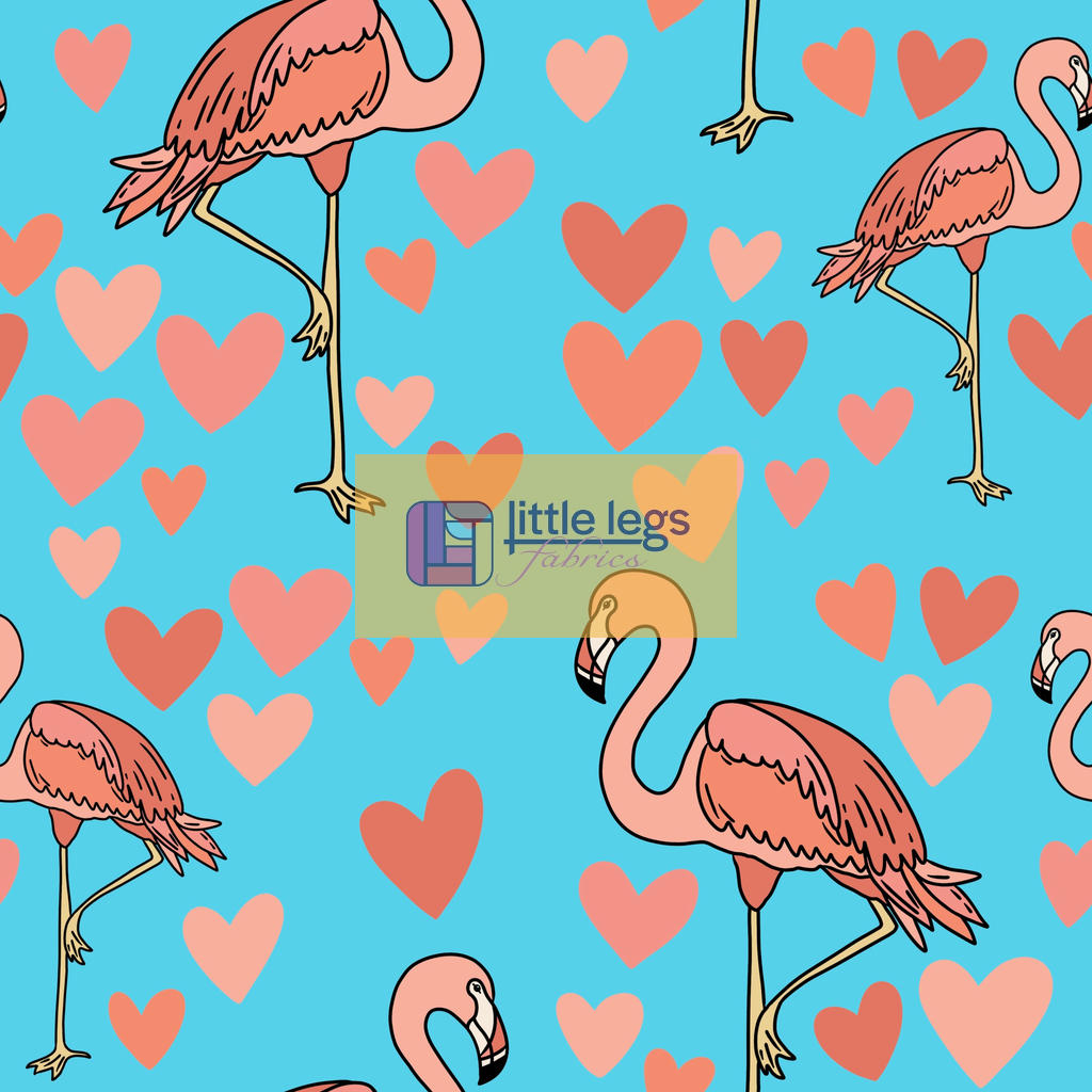 PRE ORDER Flamingo Love Cotton Jersey Fabric - DUE IN STOCK END OF FEBRUARY