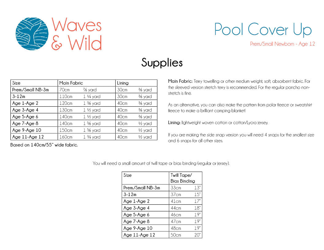 Pool Cover Up Waves and Wilds Paper Pattern