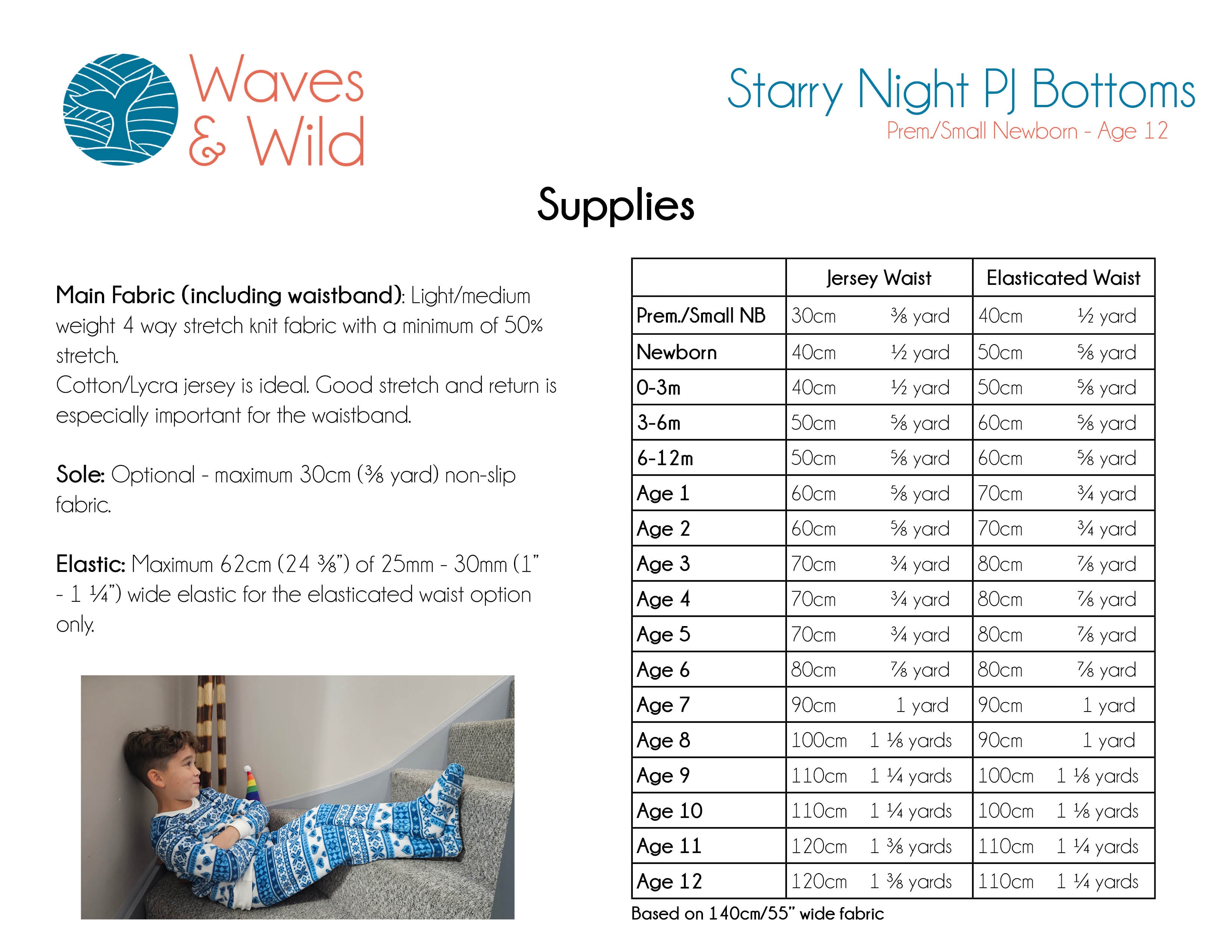 Stary Night Pj Bottoms - Children’s Waves and Wild Digital Sewing Patt ...