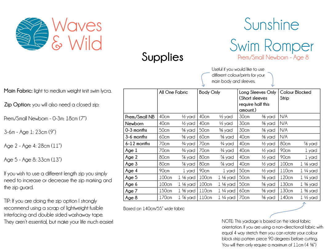 Sunshine Swim Romper Waves and Wilds Paper Pattern