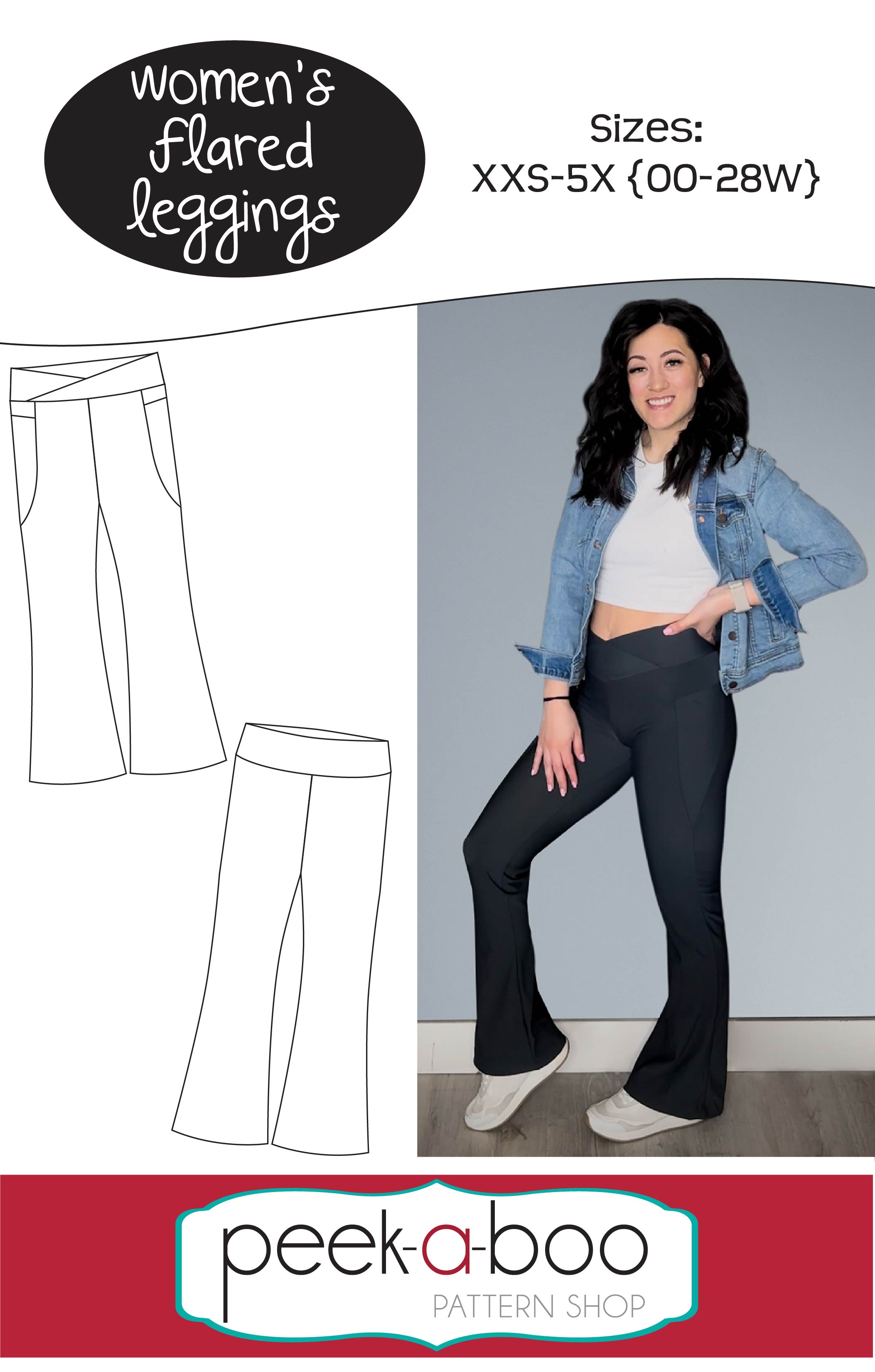 Women's Flared Leggings Peek-a-boo Paper Sewing Pattern – Little Legs ...
