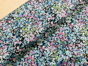 Blue and Lilac Flowers Cotton Lawn