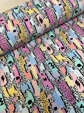 90’s Abstract Leopard Print French Terry