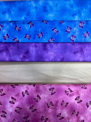 Butterflies and Glitter Co-Ordinates Benartex Quilting Cotton
