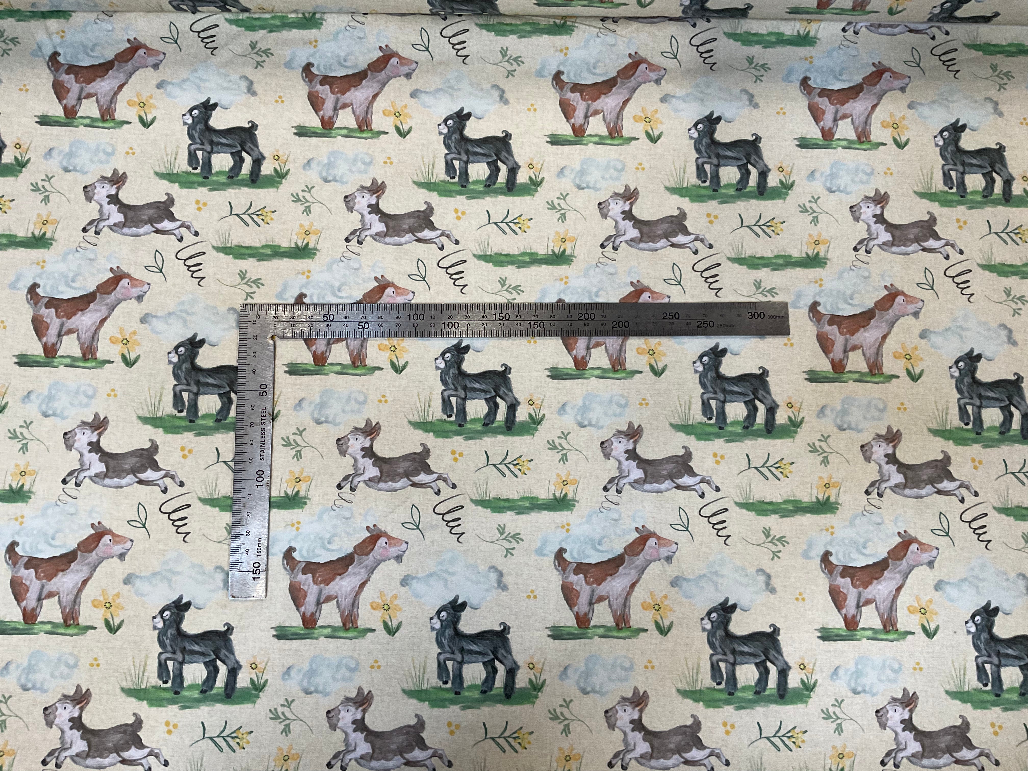 PRE ORDER Frolicking Pygmy Goats Cotton Jersey - DUE IN STOCK END OF MARCH