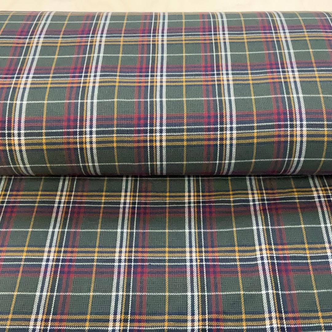 FLASH SALE - Green and Red Tartan Viscose/Polyester Blend