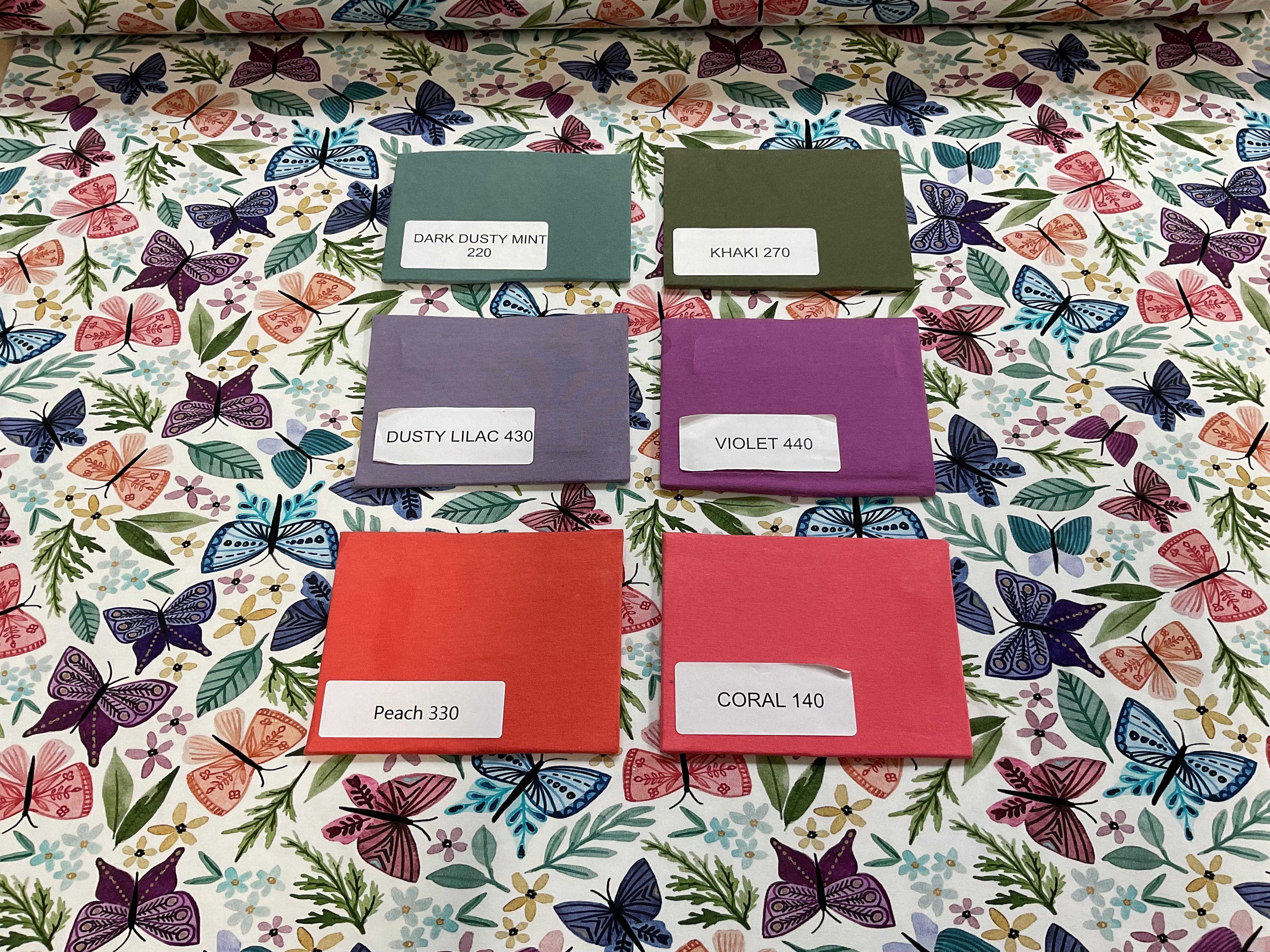 PRE ORDER Butterflies on White Cotton Jersey Fabric - DUE IN STOCK END OF DECEMBER