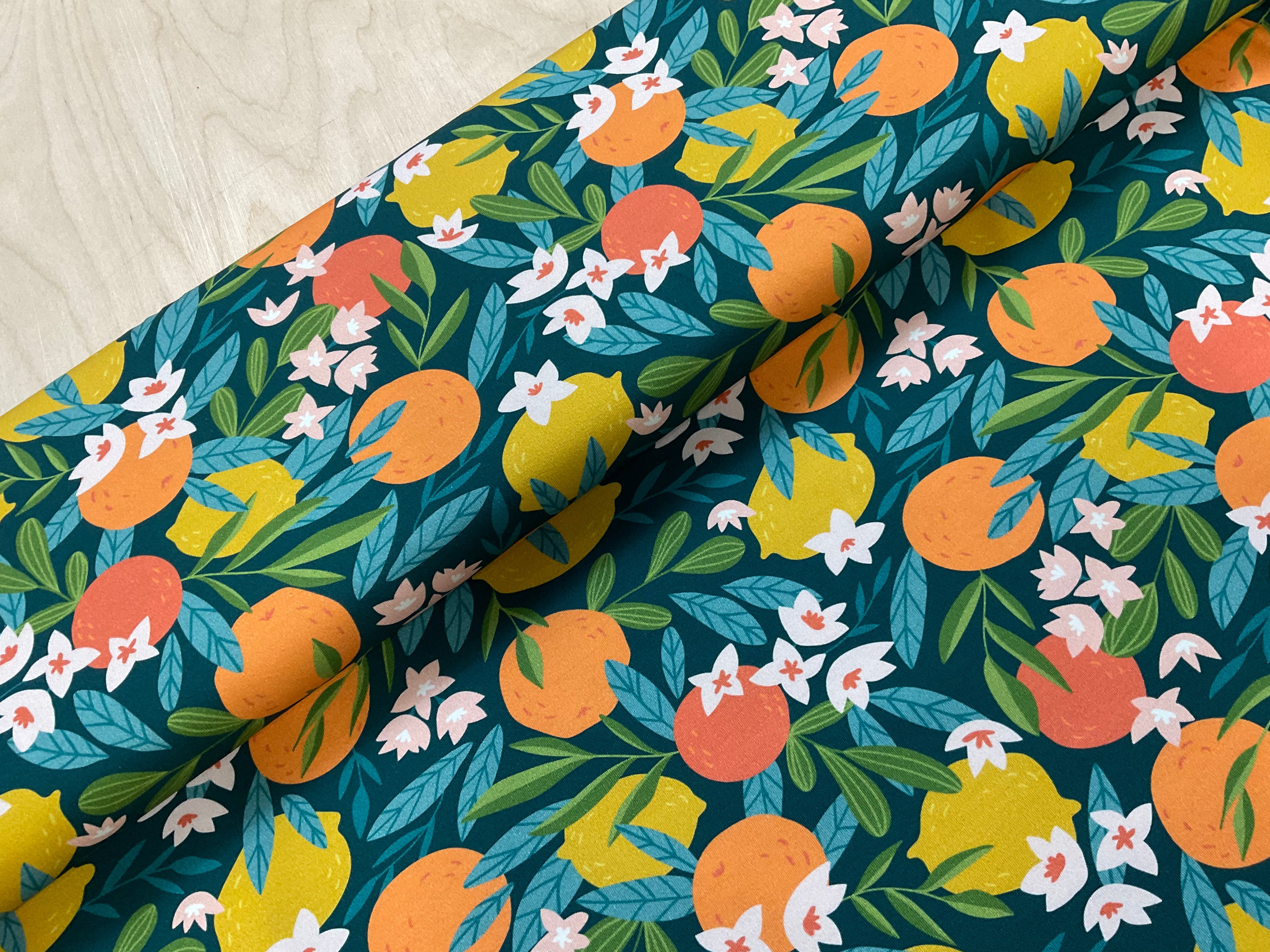 PRE ORDER Oranges and Lemons Cotton Jersey Fabric- DUE IN STOCK END OF FEBRUARY