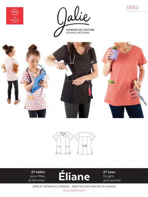 Eliane SCRUB top JALIE Woman’s and Girls Sewing Pattern