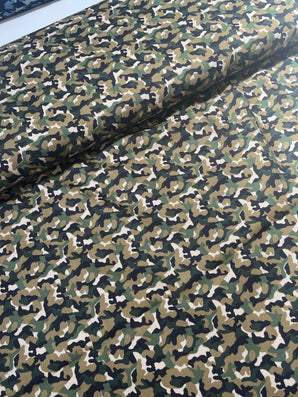 Camouflage Small Print Greens Cotton Twill