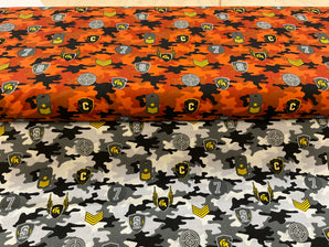 SALE - Army Badges on camouflage Cotton Poplin