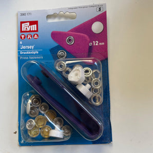 Prym Snap fasteners Jersey 12mm WHITE BUTTON TOP 10pcs starter set
