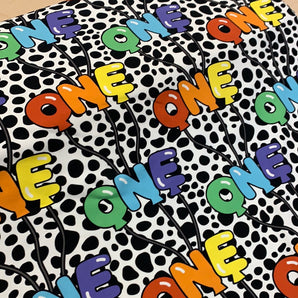 One Balloons on Spots Cotton Jersey Fabric