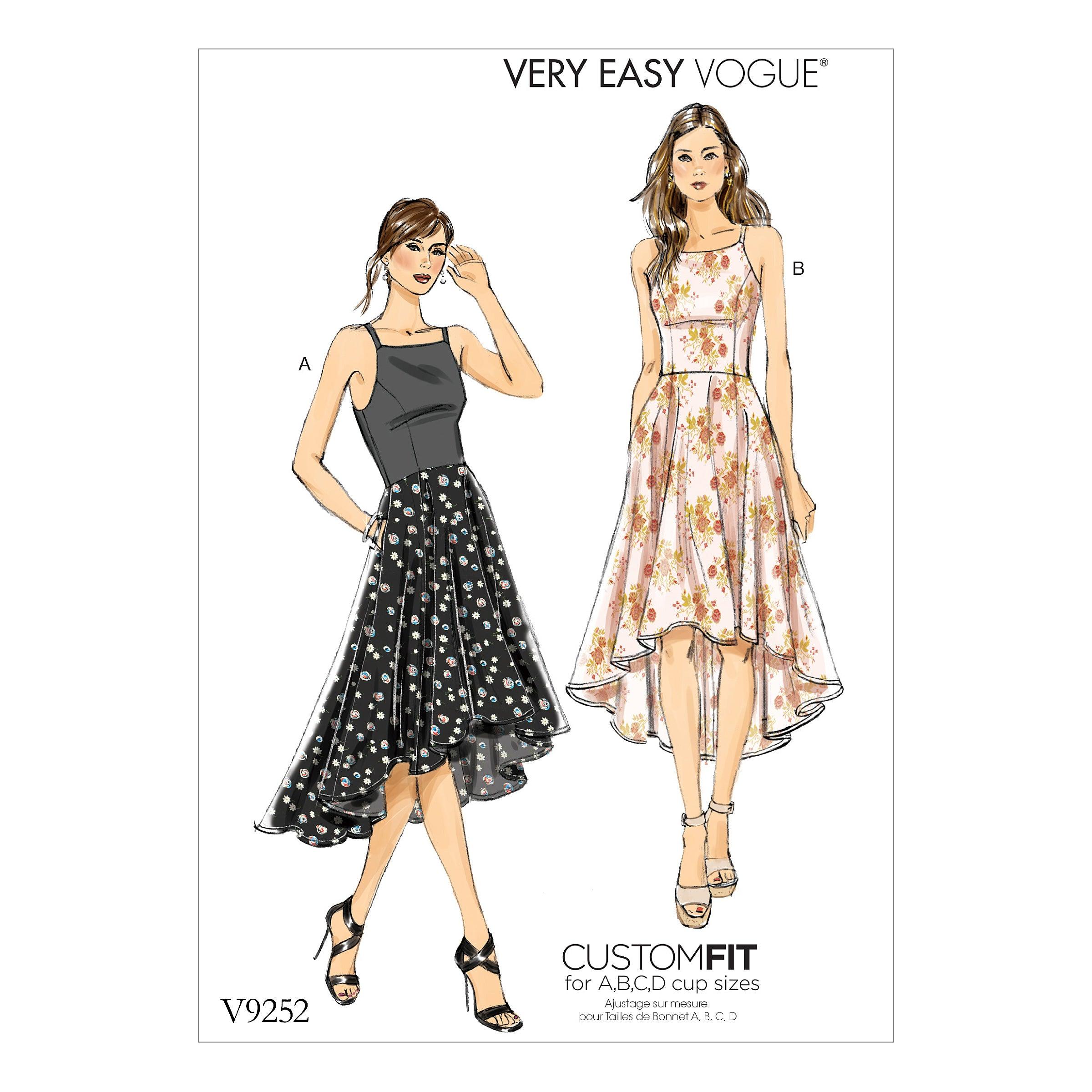 Vogue V9252 Misses' Princess Seam, High-Low Dress with Pockets (Size 14-22) Sewing Patterns