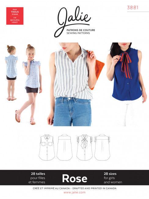 Rose Sleeveless Button Down Shirt JALIE Woman’s and Girls Sewing Pattern